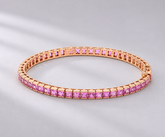 Natural Pink Sapphire Channel Set Half Bezel Bracelet: Princess cut Tennis Bracelet in 18K Gold