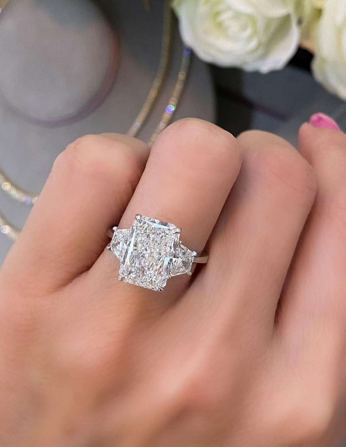 5 Carat Radiant Cut Diamond Engagement Ring