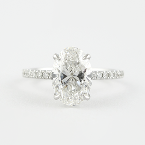 2.50 Carat Oval Pave Engagement Ring with Hidden Halo