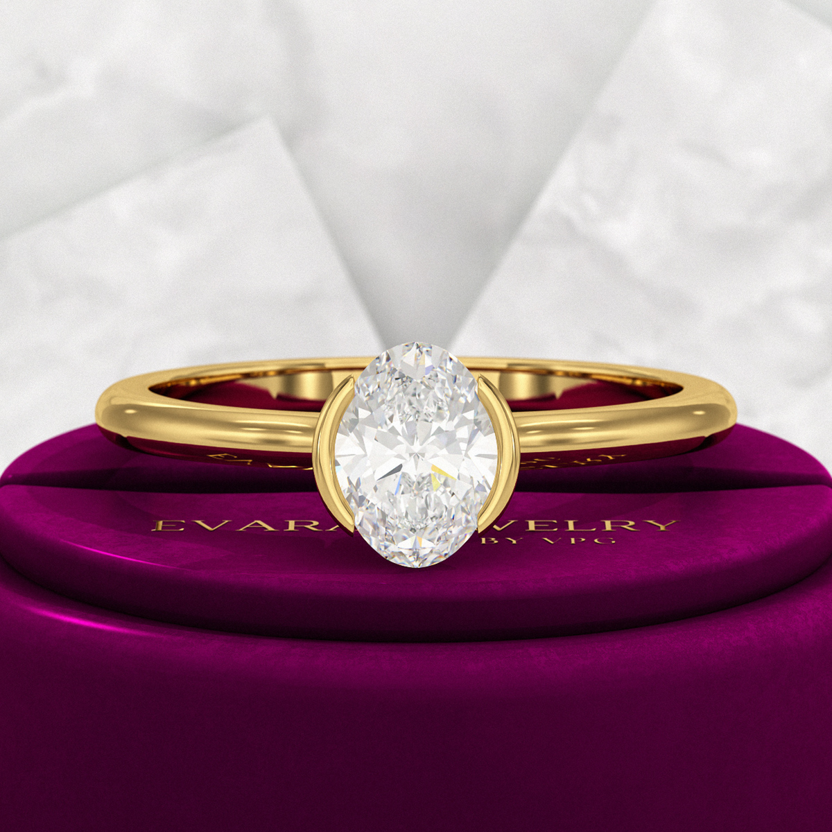 0.70 Carat Oval Cut Diamond Dainty Statement Ring