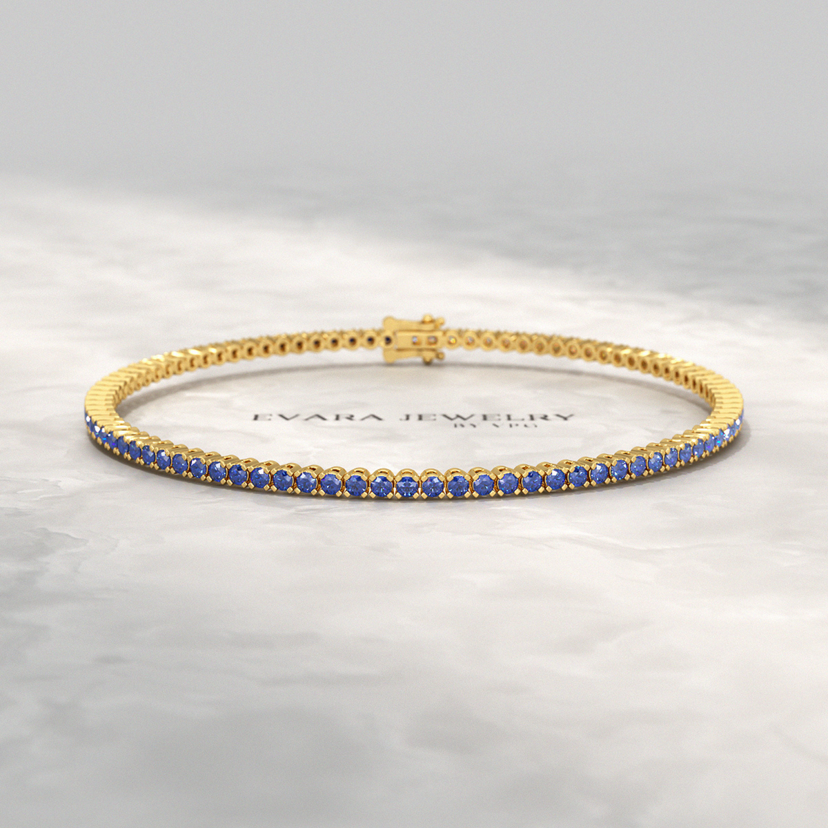 Ombre 3.14 Carats Natural Blue Sapphire Tennis Bracelet in 14K/18K Yellow Gold