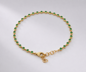 Natural Emerald Dainty Bezel Bracelet – May Birthstone Jewelry