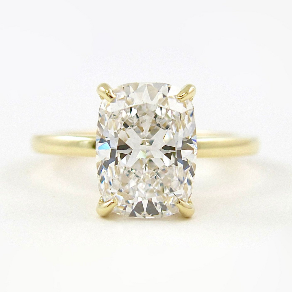 2.50 Carat Cushion Cut Minimalist Hidden Halo Diamond Engagement Ring