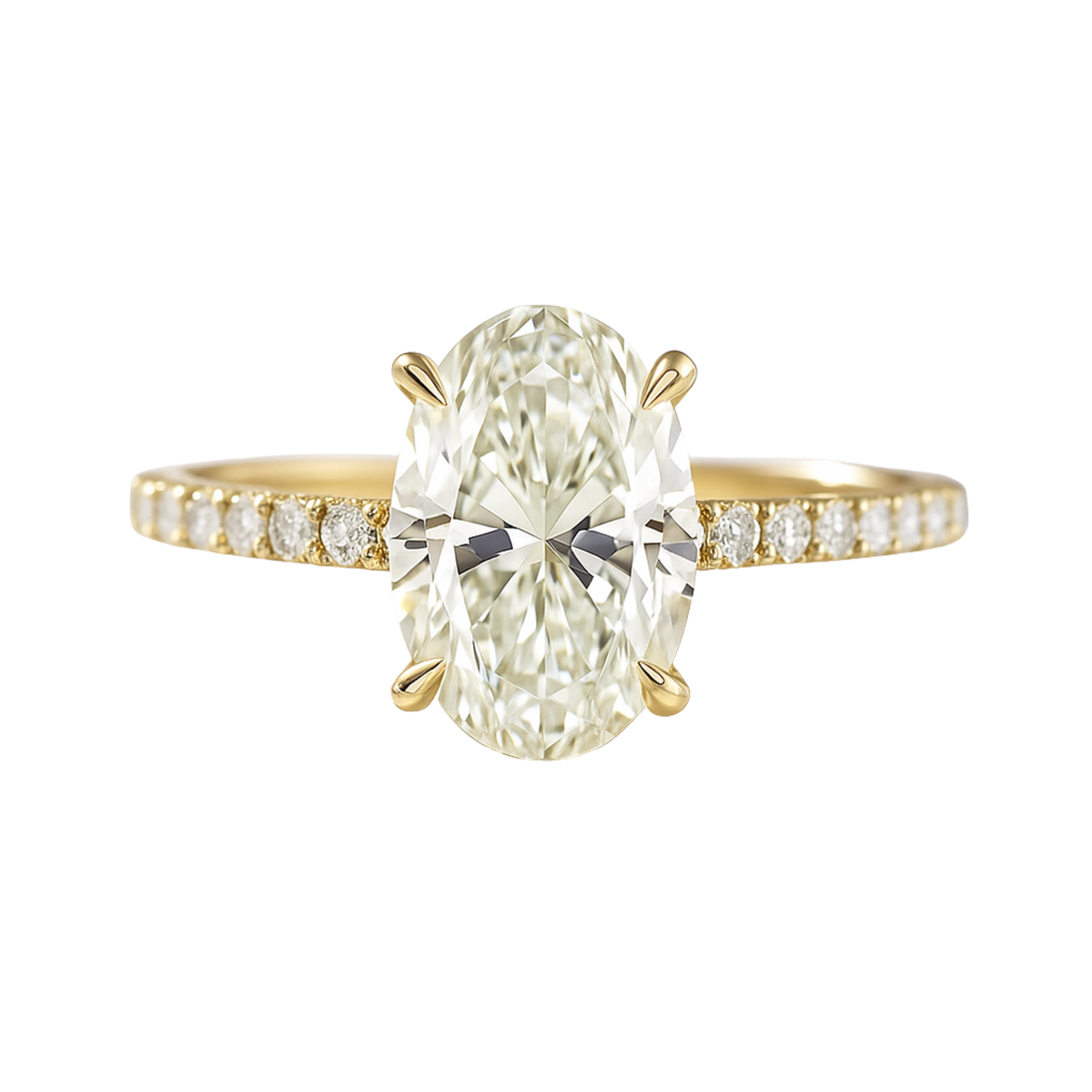 2.50 Carat Oval Pave Engagement Ring with Hidden Halo