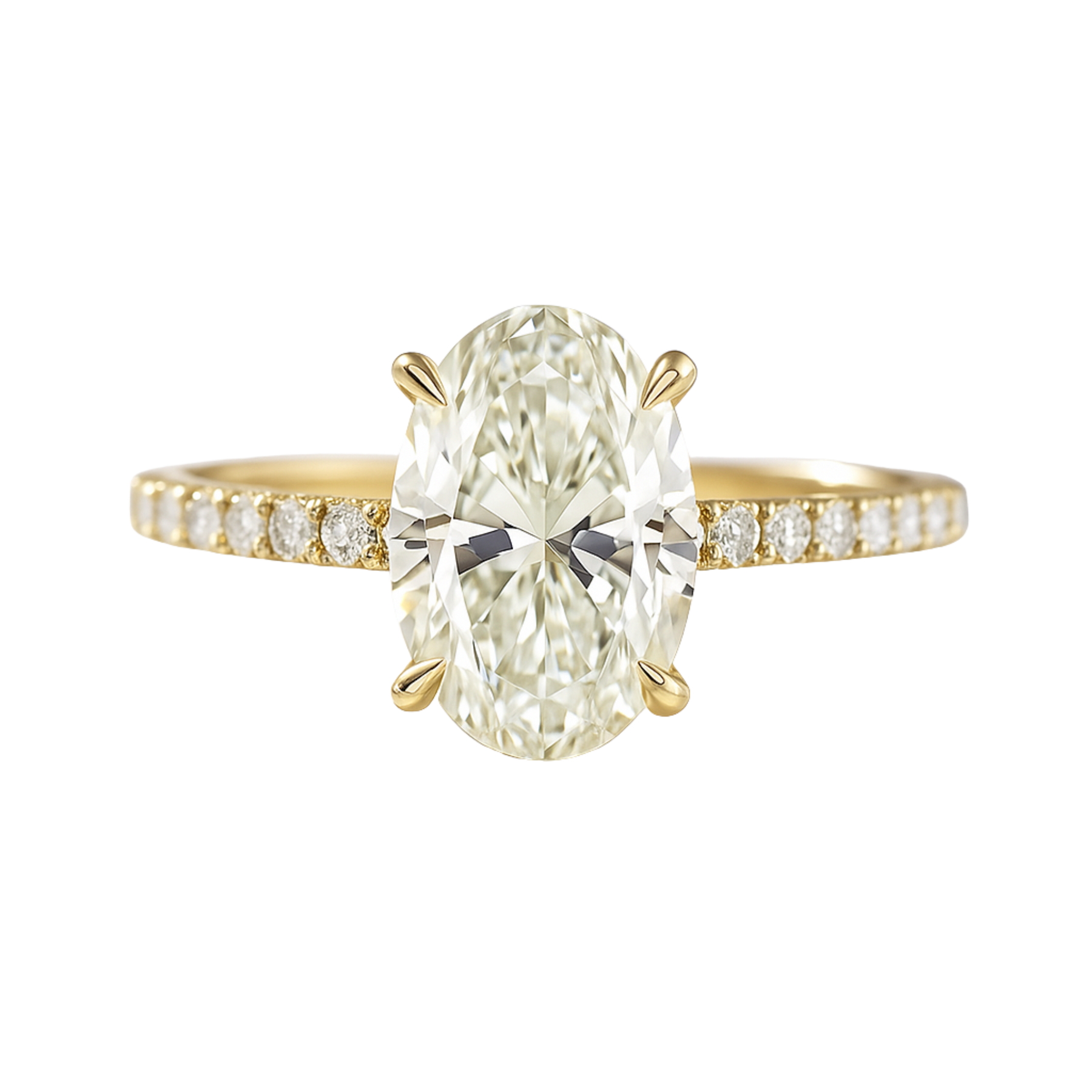 2.50 Carat Oval Pave Engagement Ring with Hidden Halo