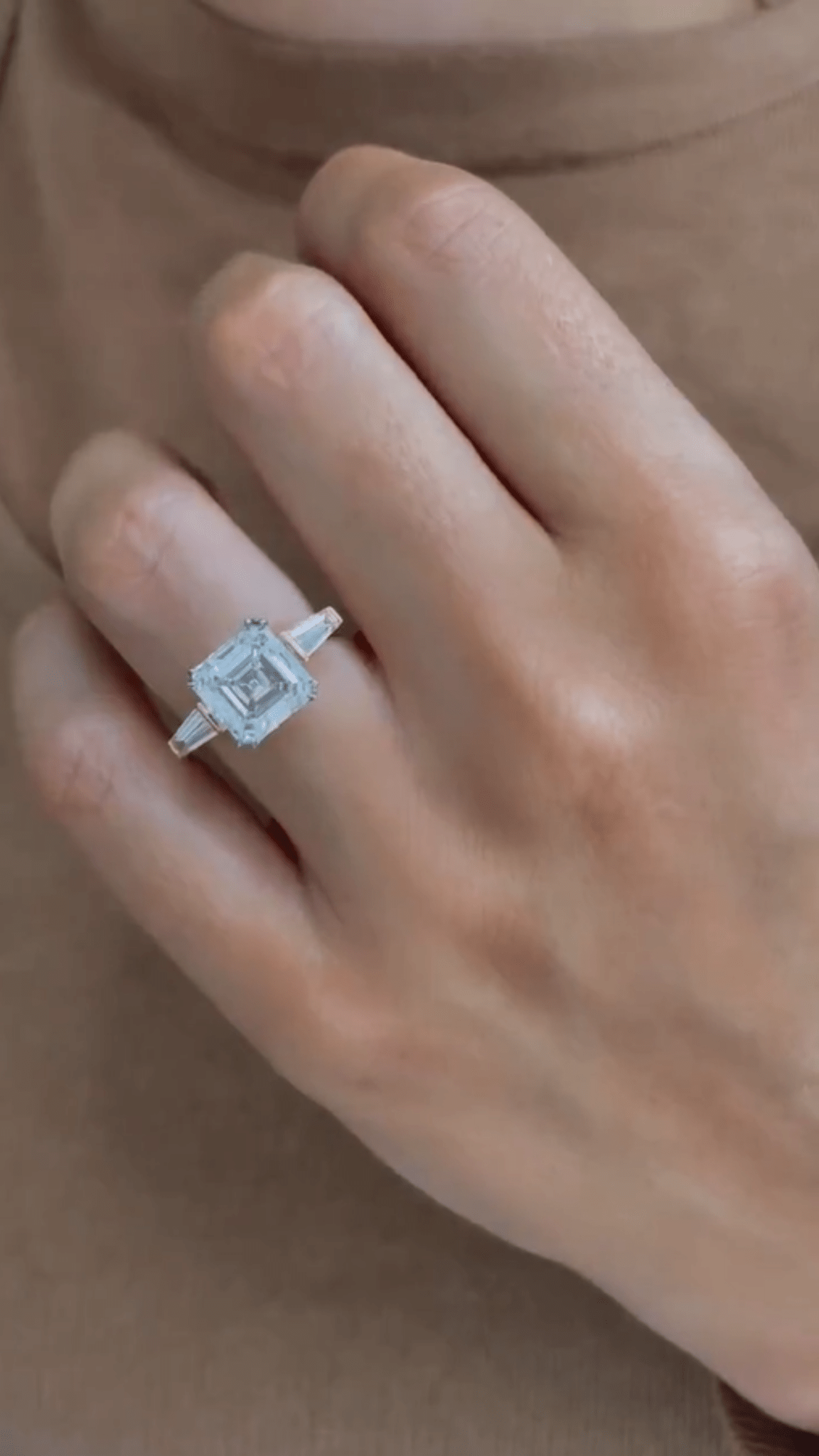 2 Carat Asscher Cut Three Stone Engagement Ring - Evara Jewelry LLC