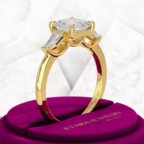 2 Carat Asscher Cut Three Stone Engagement Ring - Evara Jewelry LLC