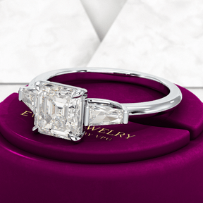 2 Carat Asscher Cut Three Stone Engagement Ring - Evara Jewelry LLC