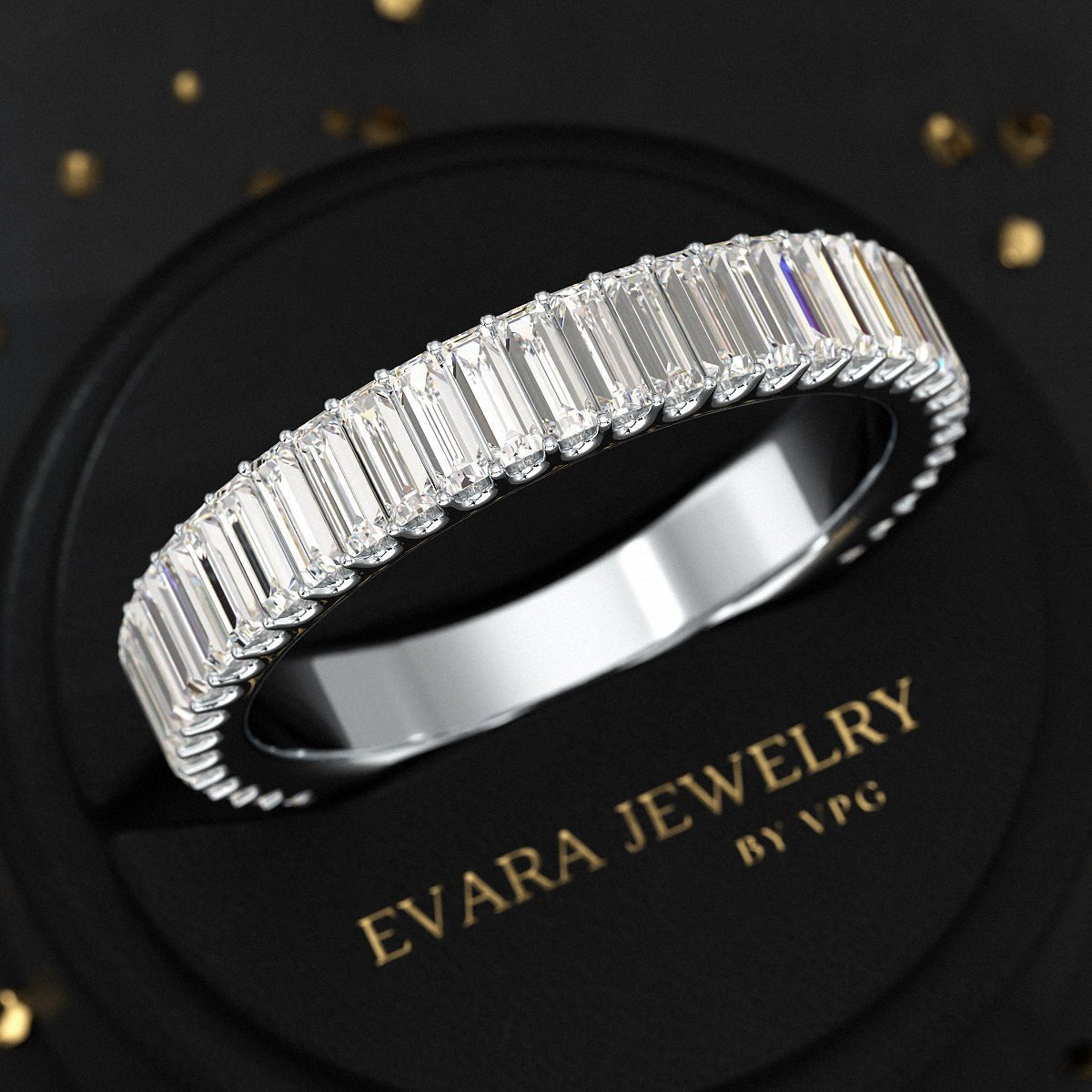 2 Carat Baguette Cut Minimalist Eternity Band - Evara Jewelry LLC