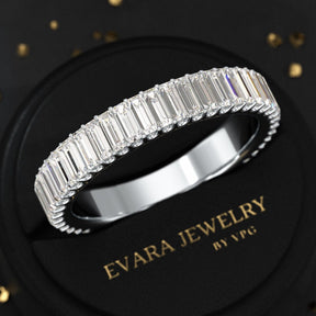 2 Carat Baguette Cut Minimalist Eternity Band - Evara Jewelry LLC