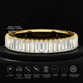 2 Carat Baguette Cut Minimalist Eternity Band - Evara Jewelry LLC