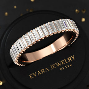 2 Carat Baguette Cut Minimalist Eternity Band - Evara Jewelry LLC