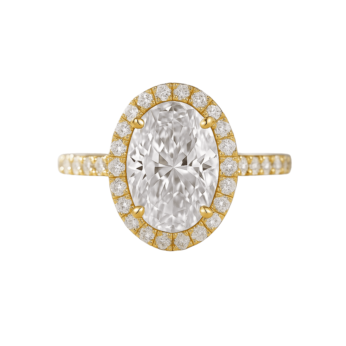 2 Carat Classic Oval Cut Diamond Halo Engagement Ring with Pave Band - Evara Jewelry LLC