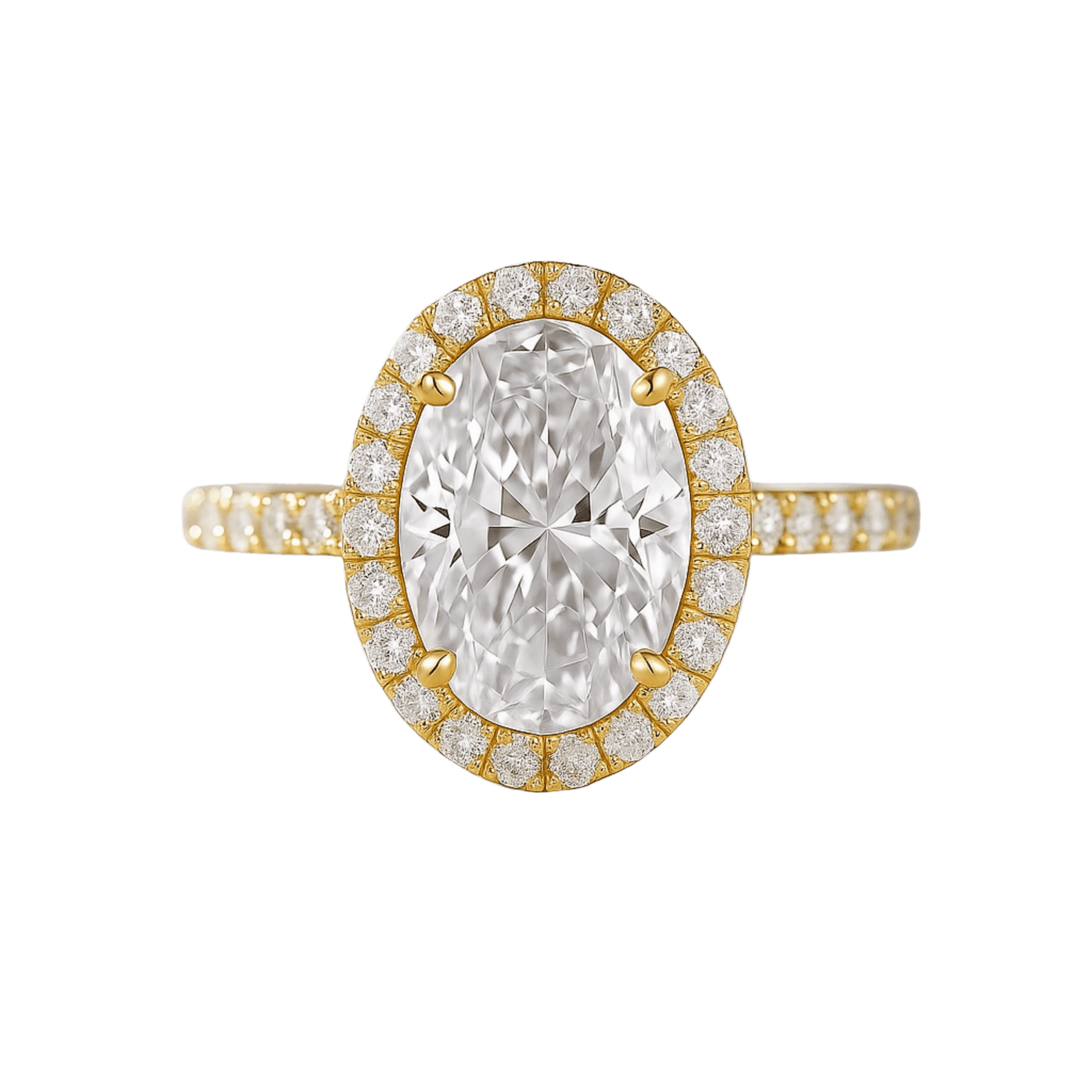 2 Carat Classic Oval Cut Diamond Halo Engagement Ring with Pave Band - Evara Jewelry LLC