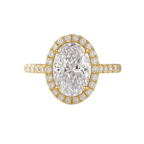 2 Carat Classic Oval Cut Diamond Halo Engagement Ring with Pave Band - Evara Jewelry LLC