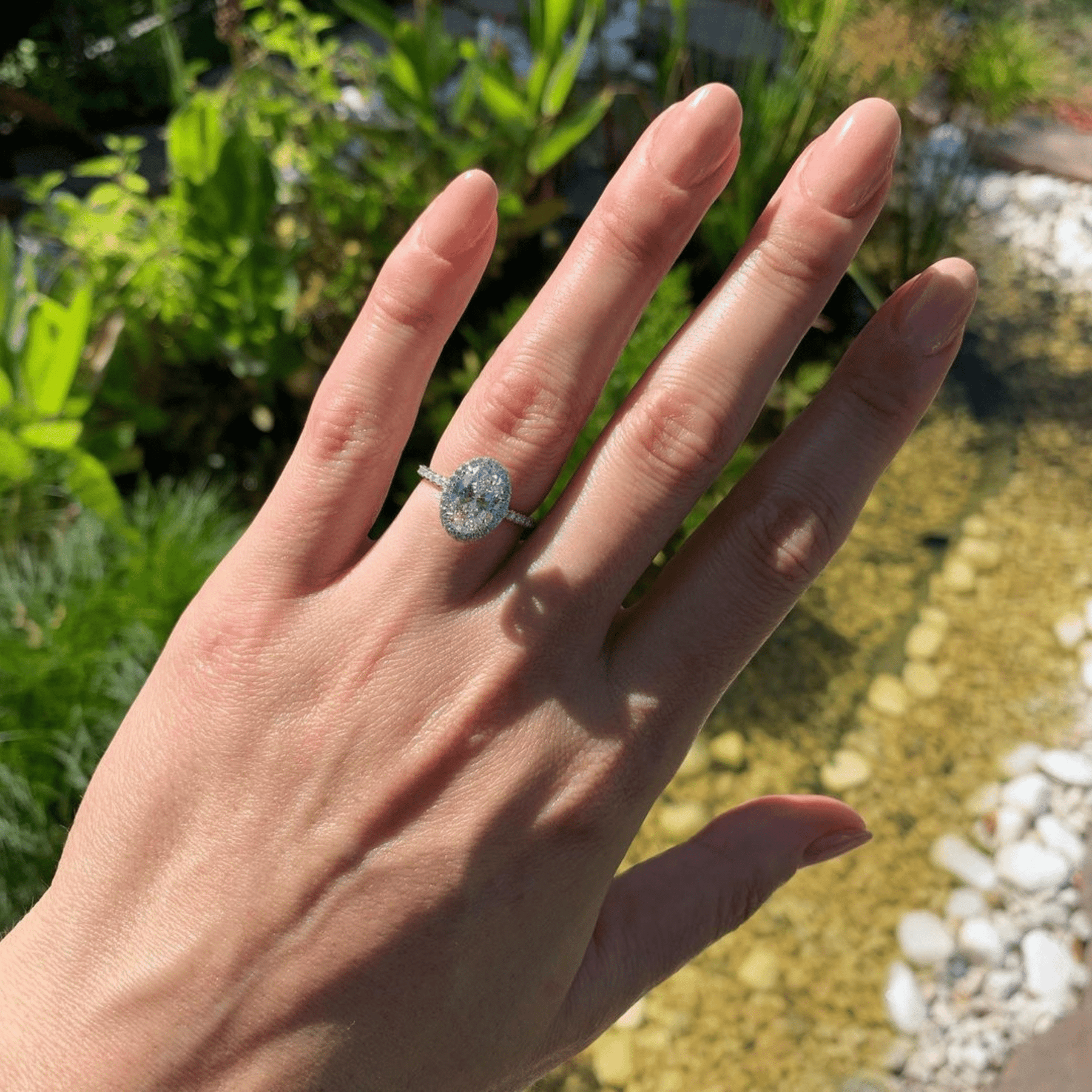 2 Carat Classic Oval Cut Diamond Halo Engagement Ring with Pave Band - Evara Jewelry LLC