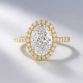 2 Carat Classic Oval Cut Diamond Halo Engagement Ring with Pave Band - Evara Jewelry LLC