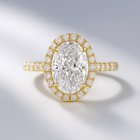 2 Carat Classic Oval Cut Diamond Halo Engagement Ring with Pave Band - Evara Jewelry LLC