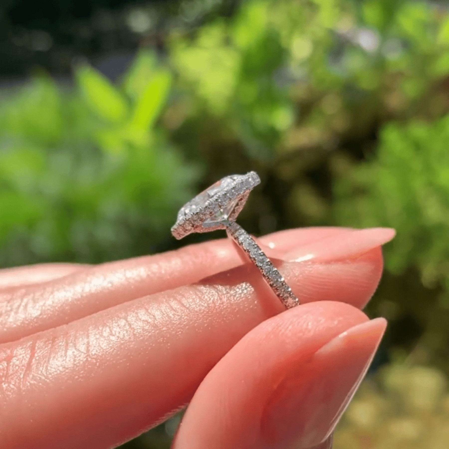 2 Carat Classic Oval Cut Diamond Halo Engagement Ring with Pave Band - Evara Jewelry LLC