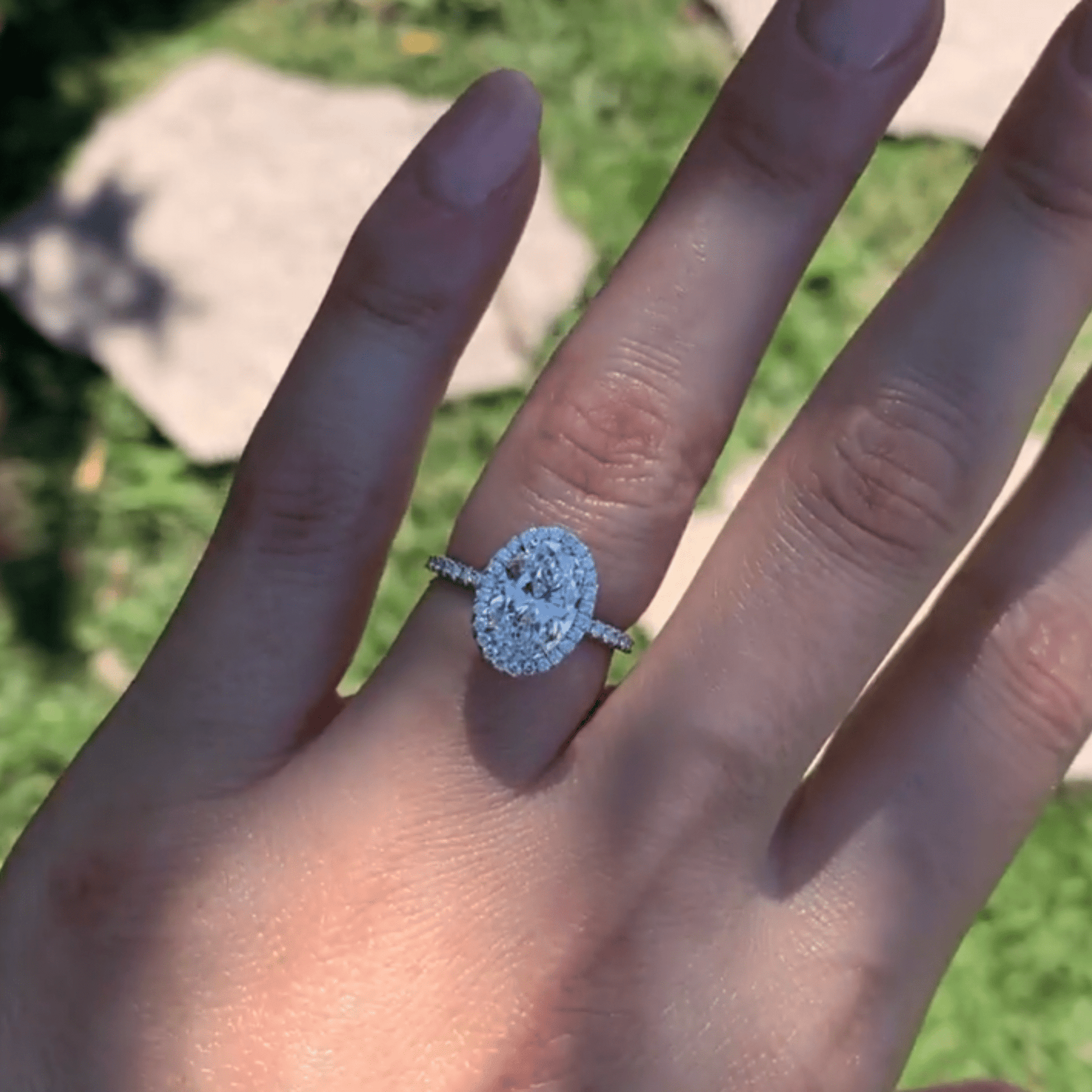 2 Carat Classic Oval Cut Diamond Halo Engagement Ring with Pave Band - Evara Jewelry LLC