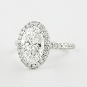 2 Carat Classic Oval Cut Diamond Halo Engagement Ring with Pave Band - Evara Jewelry LLC