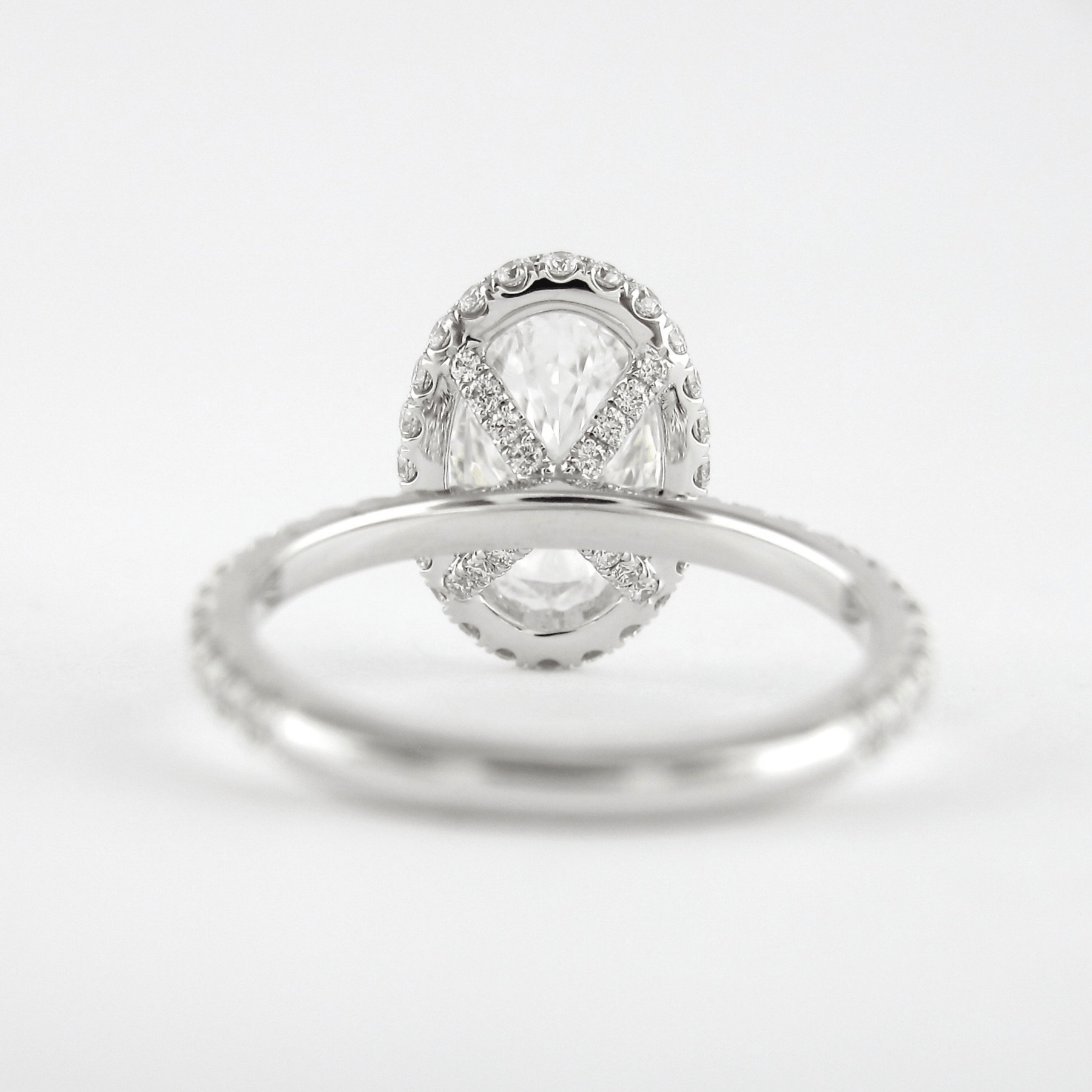 2 Carat Classic Oval Cut Diamond Halo Engagement Ring with Pave Band - Evara Jewelry LLC