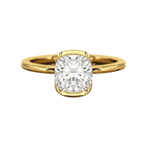 2 Carat Cushion Cut Diamond Half Bezel Set Engagement Ring - Evara Jewelry LLC