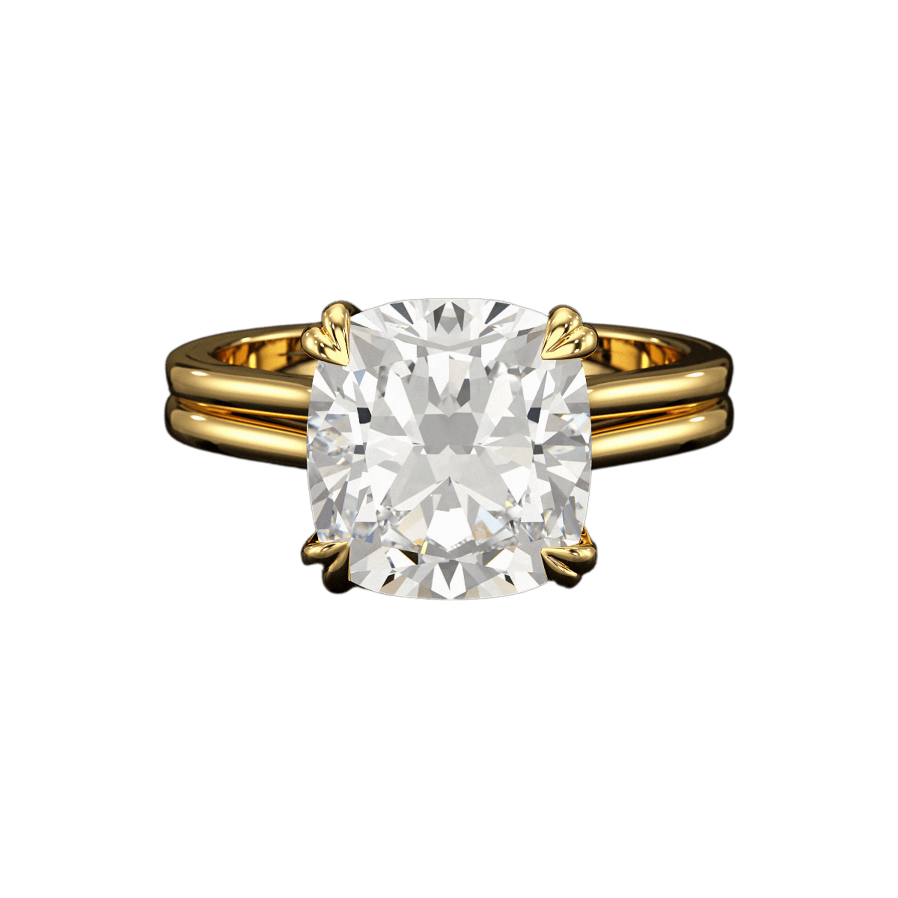2 Carat Cushion Cut Lab Grown Diamond Twin Band Engagement Ring - Evara Jewelry LLC
