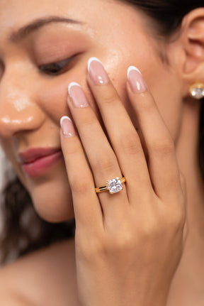 2 Carat Cushion Cut Lab Grown Diamond Twin Band Engagement Ring - Evara Jewelry LLC