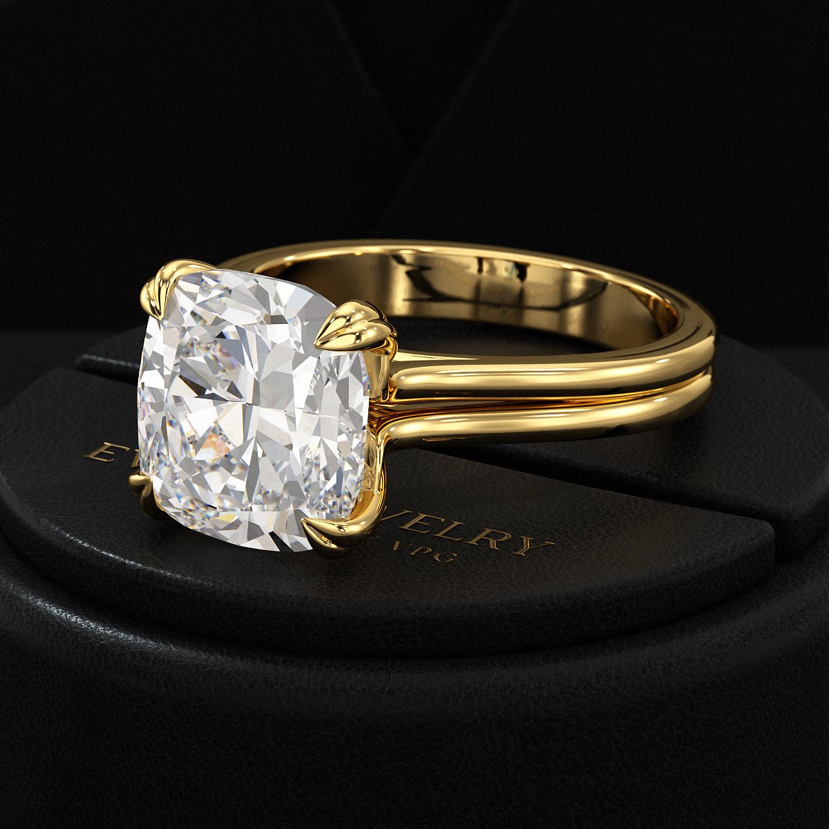 2 Carat Cushion Cut Lab Grown Diamond Twin Band Engagement Ring - Evara Jewelry LLC