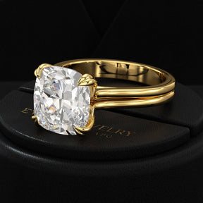 2 Carat Cushion Cut Lab Grown Diamond Twin Band Engagement Ring - Evara Jewelry LLC