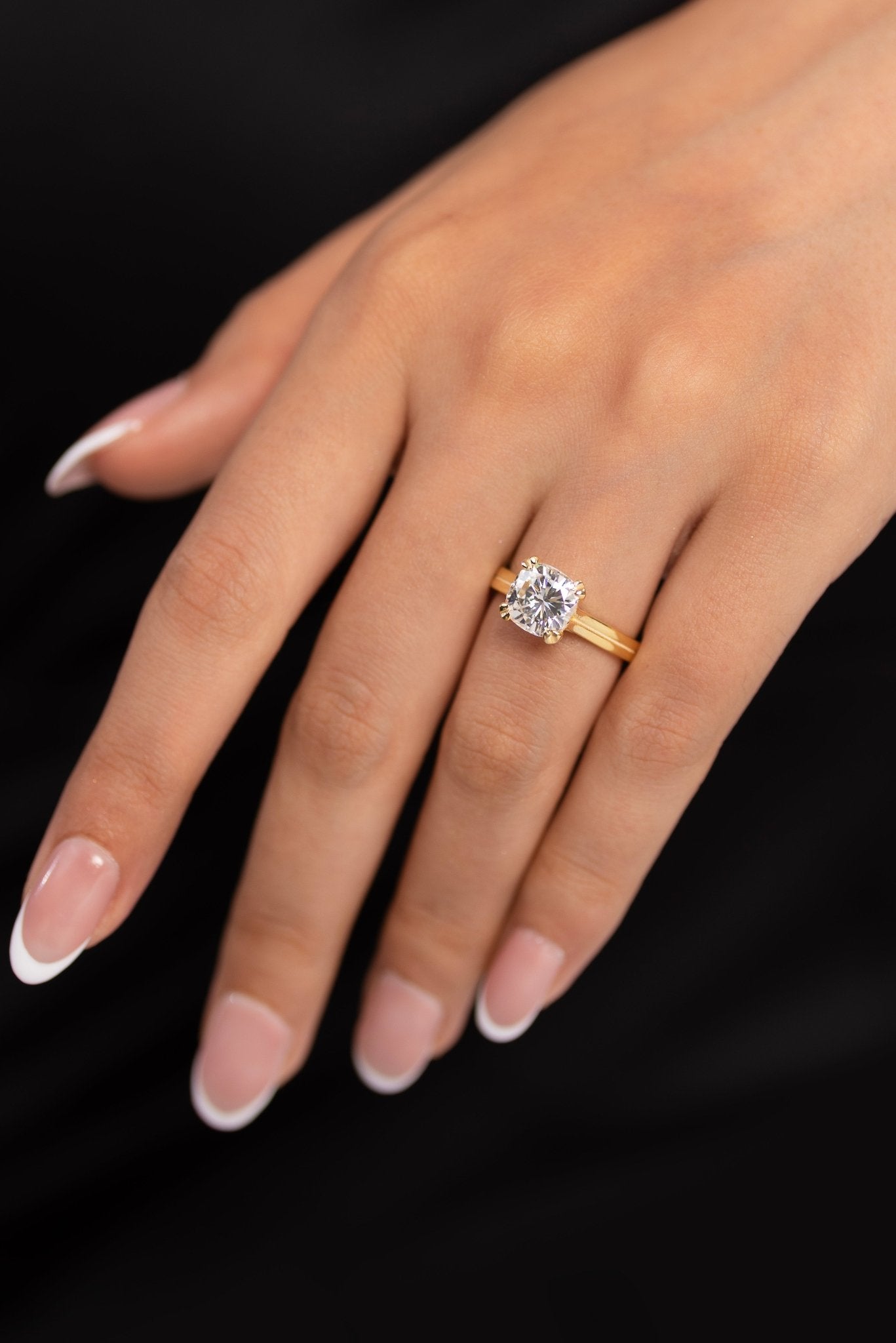 2 Carat Cushion Cut Lab Grown Diamond Twin Band Engagement Ring - Evara Jewelry LLC