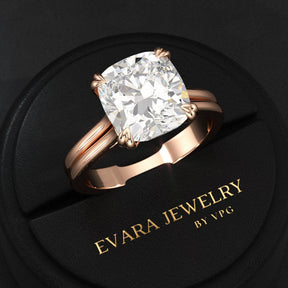 2 Carat Cushion Cut Lab Grown Diamond Twin Band Engagement Ring - Evara Jewelry LLC