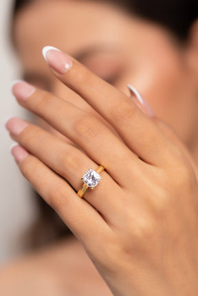 2 Carat Cushion Cut Lab Grown Diamond Twin Band Engagement Ring - Evara Jewelry LLC