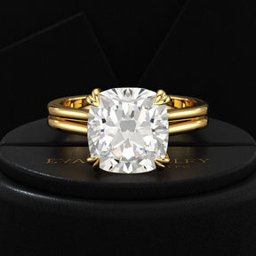 2 Carat Cushion Cut Lab Grown Diamond Twin Band Engagement Ring - Evara Jewelry LLC