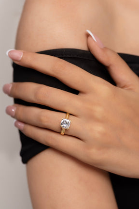 2 Carat Cushion Cut Lab Grown Diamond Twin Band Engagement Ring - Evara Jewelry LLC