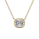 2 Carat Elongated Cushion Cut Diamond Bezel Pendant Necklace - Evara Jewelry LLC