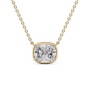 2 Carat Elongated Cushion Cut Diamond Bezel Pendant Necklace - Evara Jewelry LLC