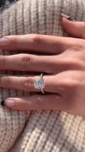 2 Carat Elongated Cushion Cut Diamond Engagement Ring - Evara Jewelry LLC