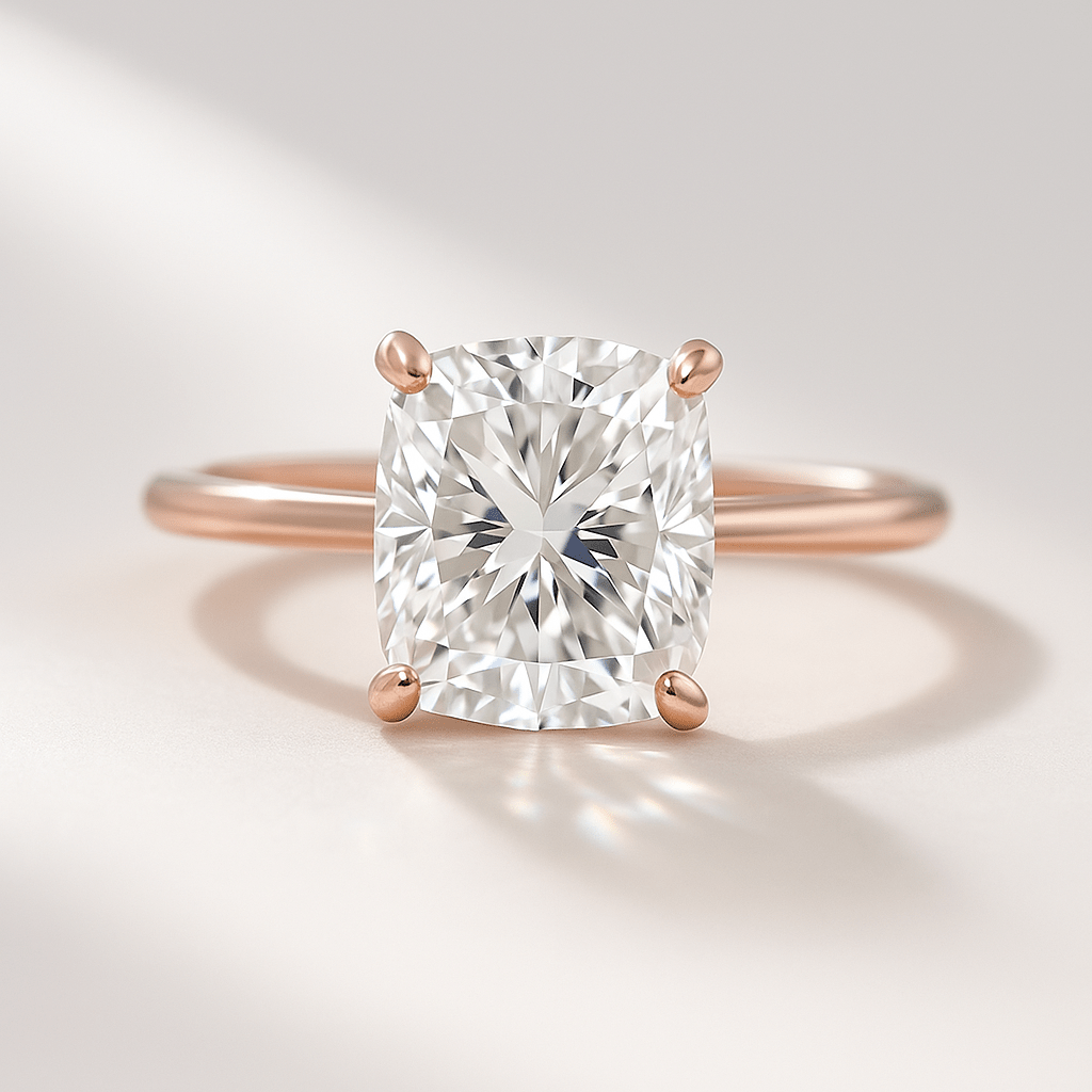 2 Carat Elongated Cushion Cut Minimalist Engagement Ring - Evara Jewelry LLC