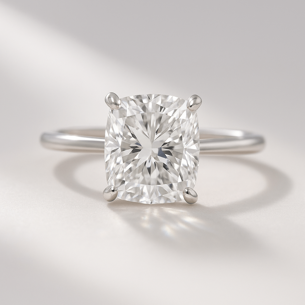 2 Carat Elongated Cushion Cut Minimalist Engagement Ring - Evara Jewelry LLC