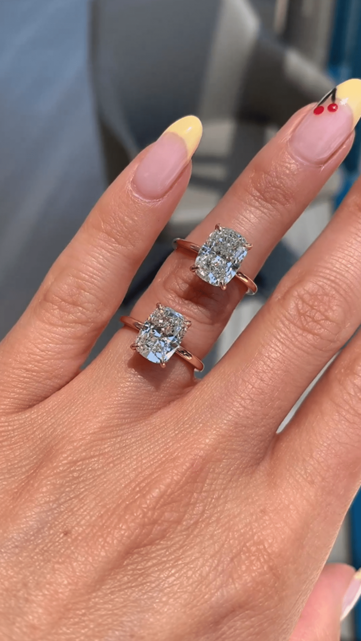 2 Carat Elongated Cushion Cut Two Tone Wedding Ring - Evara Jewelry LLC