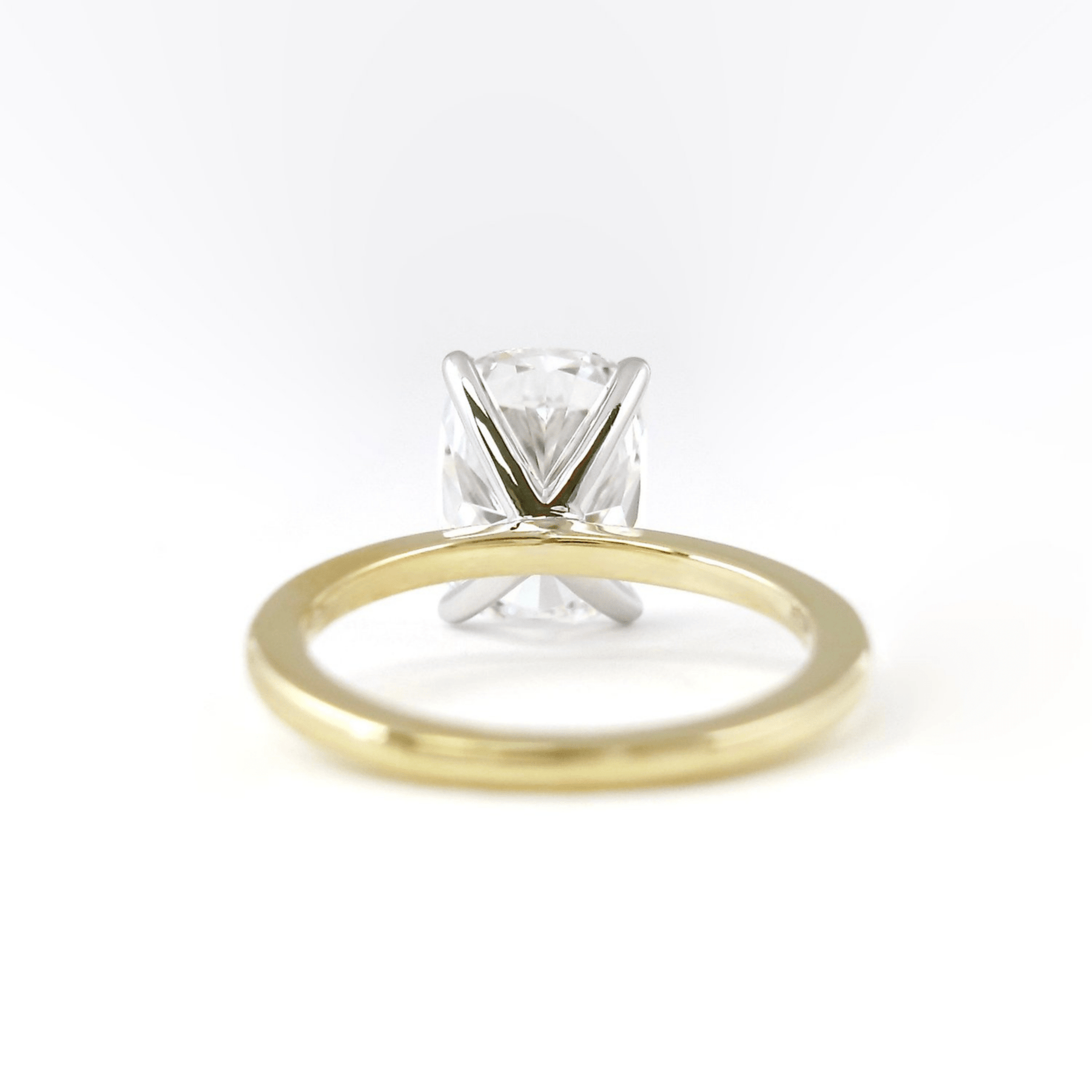 2 Carat Elongated Cushion Cut Two Tone Wedding Ring - Evara Jewelry LLC