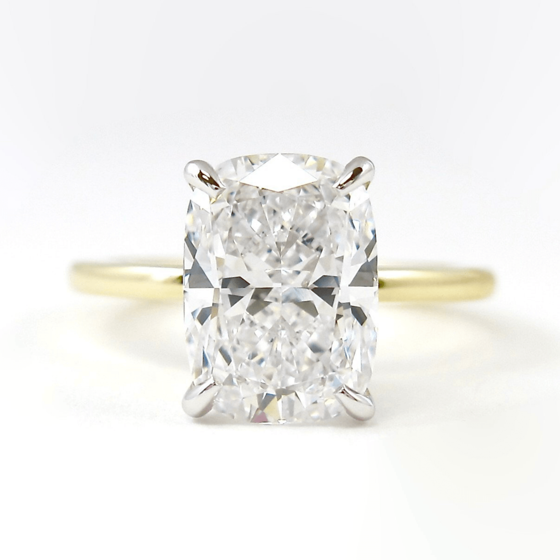2 Carat Elongated Cushion Cut Two Tone Wedding Ring - Evara Jewelry LLC