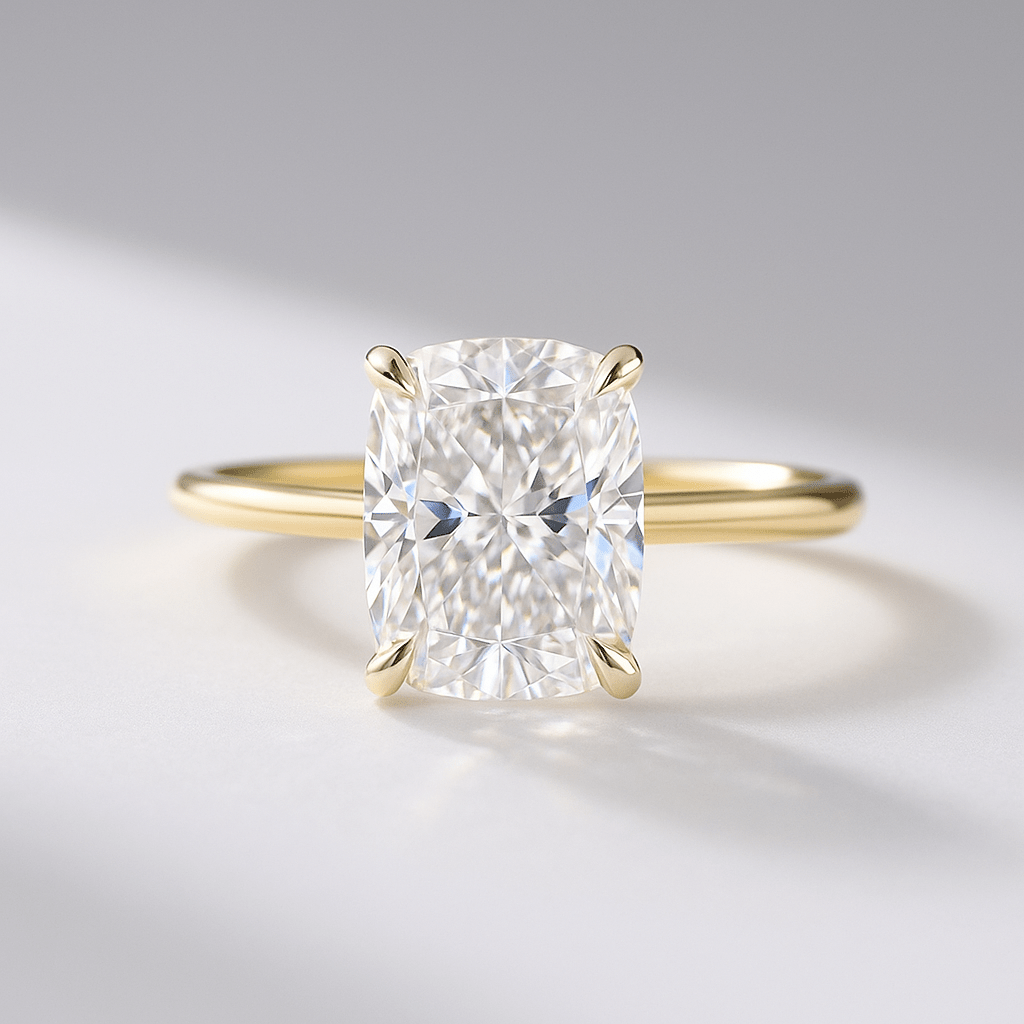 2 Carat Elongated Cushion Cut Two Tone Wedding Ring - Evara Jewelry LLC