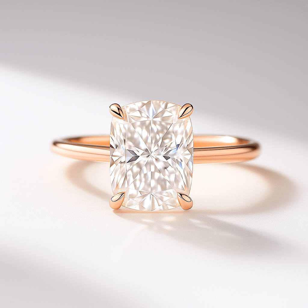 2 Carat Elongated Cushion Cut Two Tone Wedding Ring - Evara Jewelry LLC