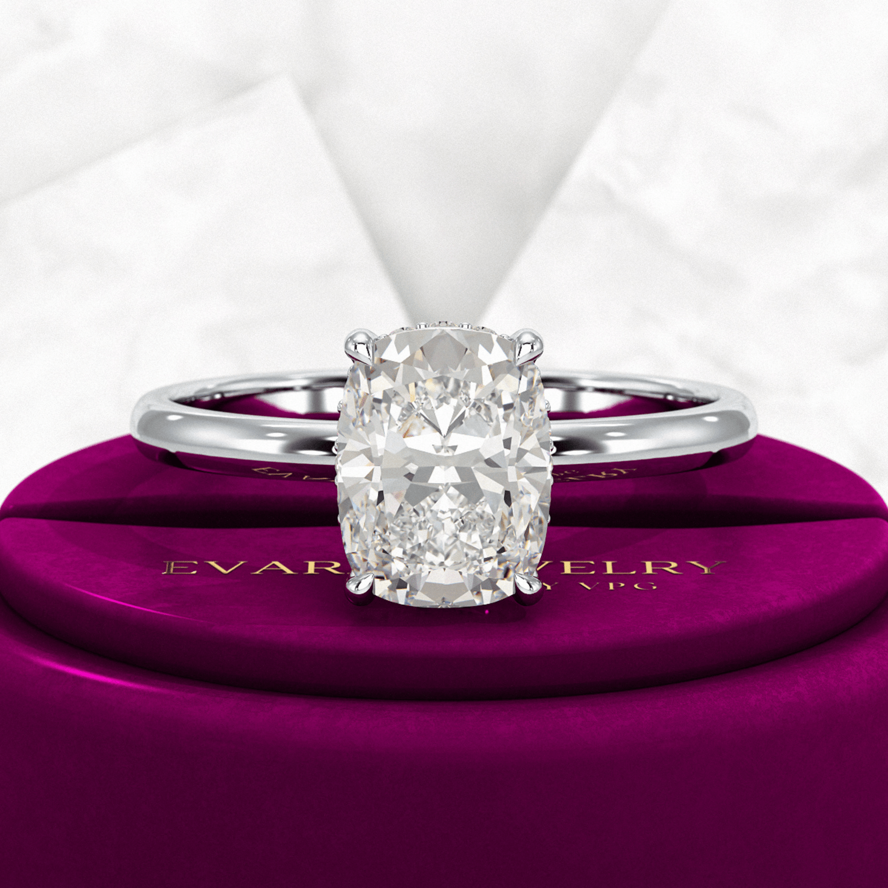 2 Carat Elongated Cushion Diamond Engagement Ring - Evara Jewelry LLC