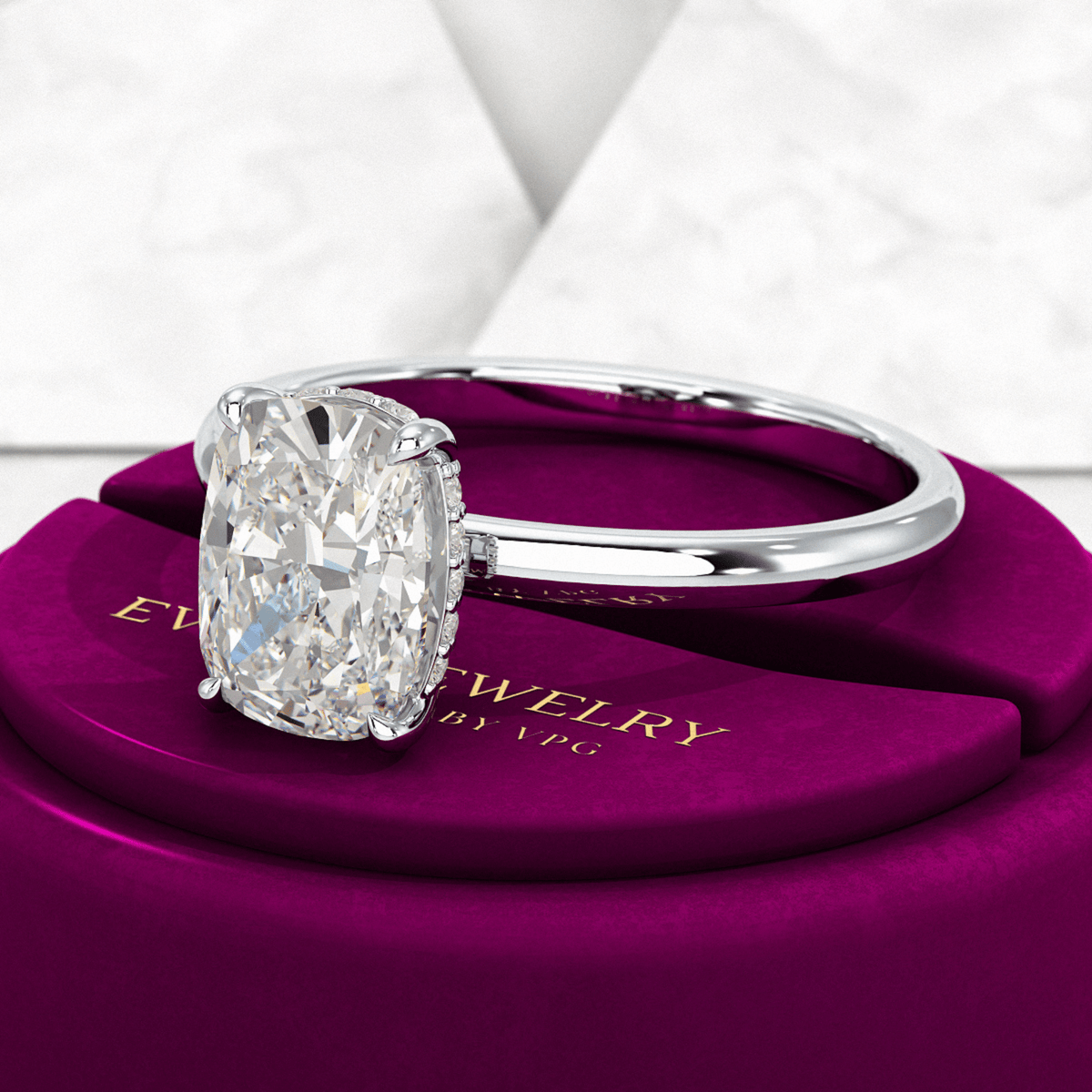 2 Carat Elongated Cushion Diamond Engagement Ring - Evara Jewelry LLC
