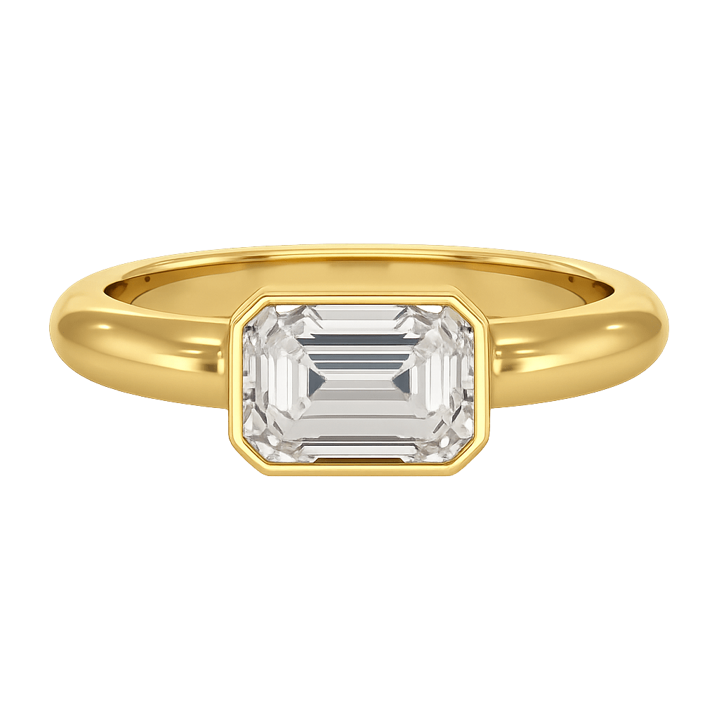 2 Carat Emerald Cut Bezel Set Lab Grown Diamond Solitaire Ring - Evara Jewelry LLC