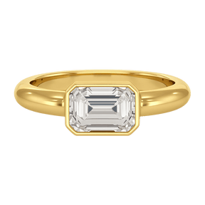 2 Carat Emerald Cut Bezel Set Lab Grown Diamond Solitaire Ring - Evara Jewelry LLC